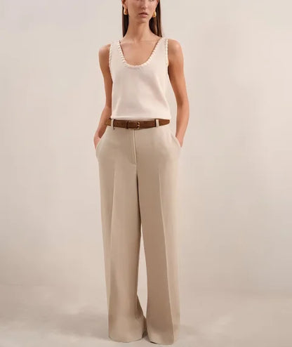 Pantalón Elegante Mujer Beige