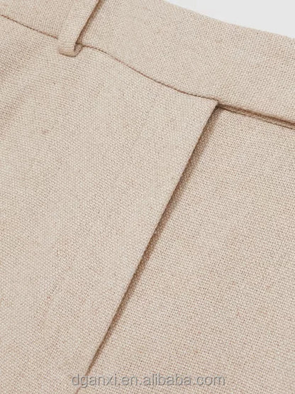 Pantalón Elegante Mujer Beige
