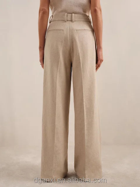 Pantalón Elegante Mujer Beige