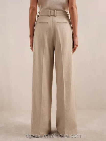Pantalón Elegante Mujer Beige