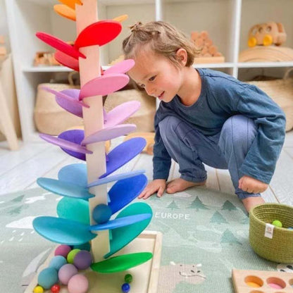 Torre Sensorial de Madera Arcoíris para Niños