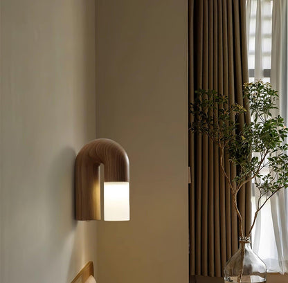 Lámpara de pared de madera con difusor mate – Luz suave con esencia natural