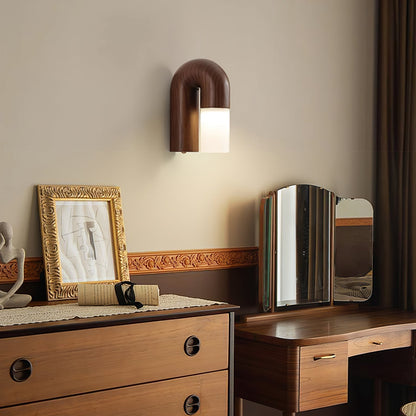 Lámpara de pared de madera con difusor mate – Luz suave con esencia natural