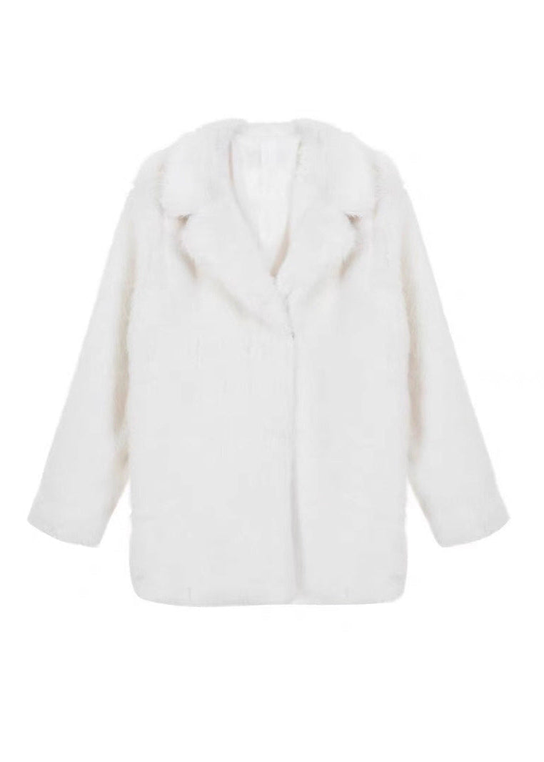Abrigo Corto de Pelo Sintético Blanco Luxe