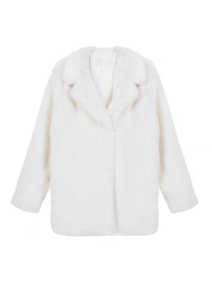 Abrigo Corto de Pelo Sintético Blanco Luxe