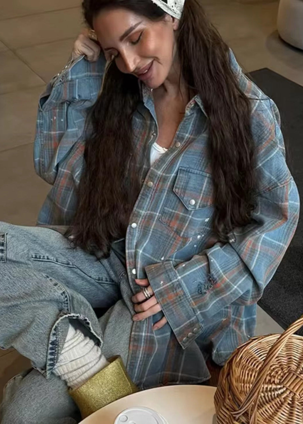 Camisa de Franela Oversize a Cuadros