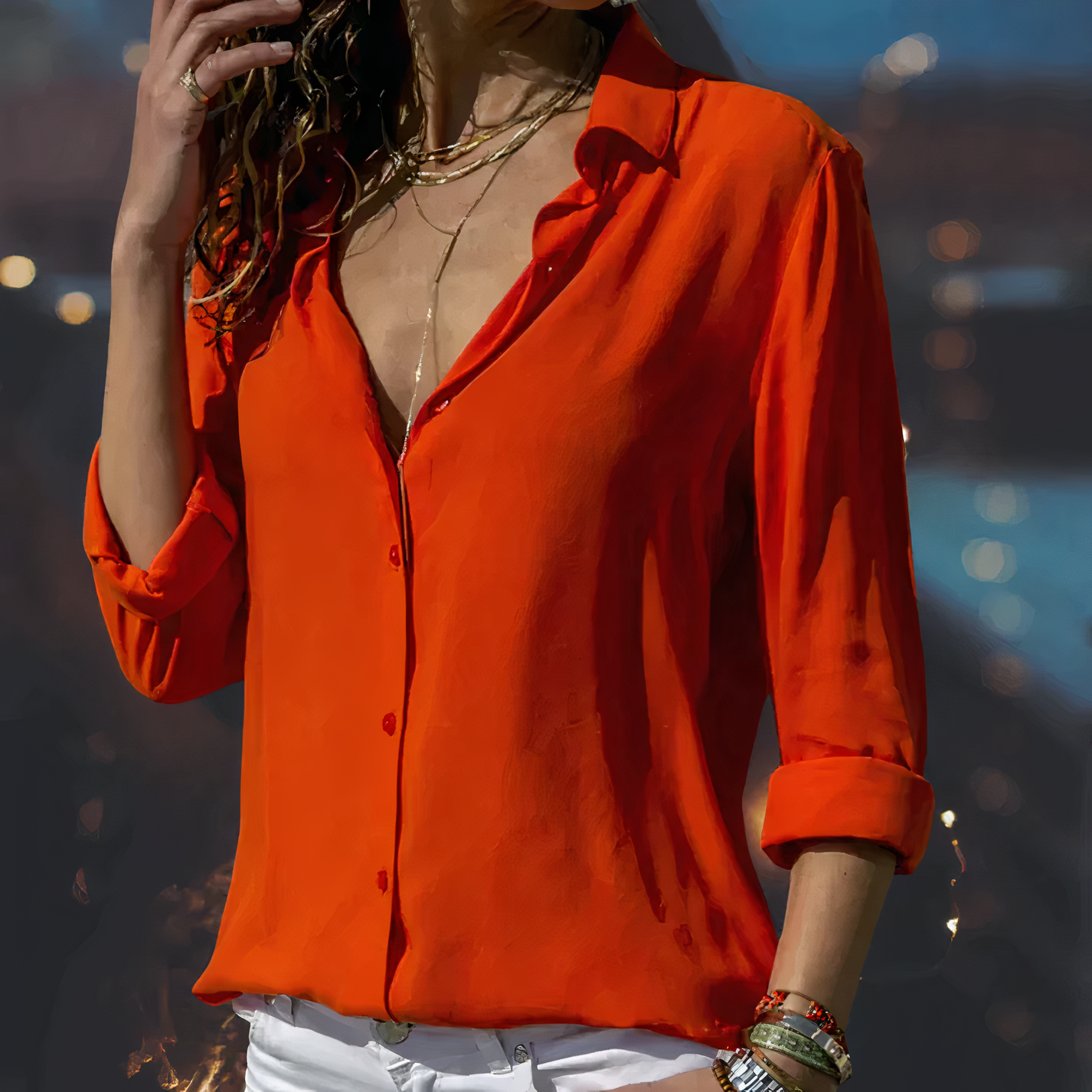 Blusa Chiffón Mujer Elegante