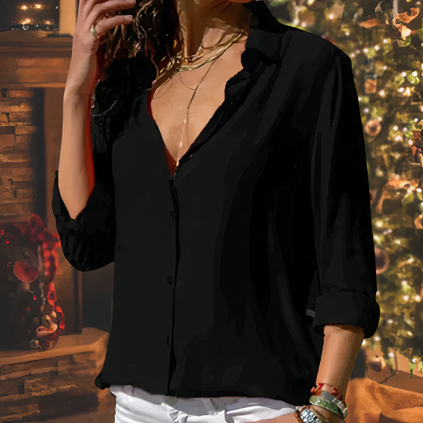 Blusa Chiffón Mujer Elegante