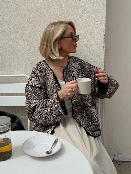 Chaqueta Mujer Acolchada Leopardo