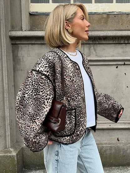Chaqueta Mujer Acolchada Leopardo