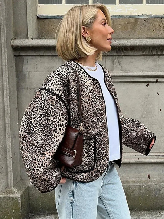 Chaqueta Mujer Acolchada Leopardo