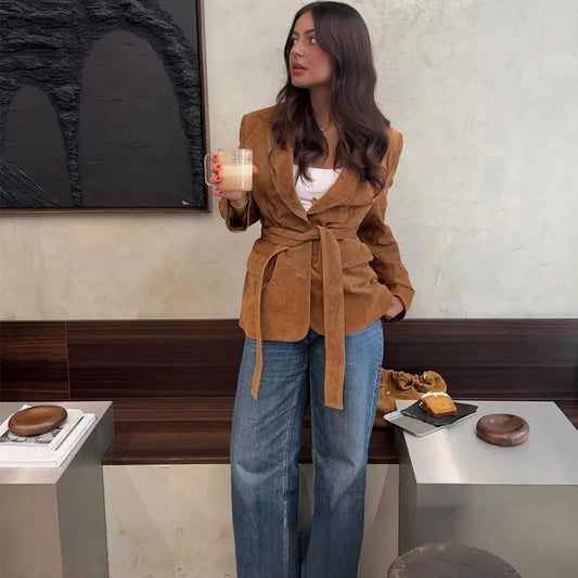 Blazer de Ante con Cinturón