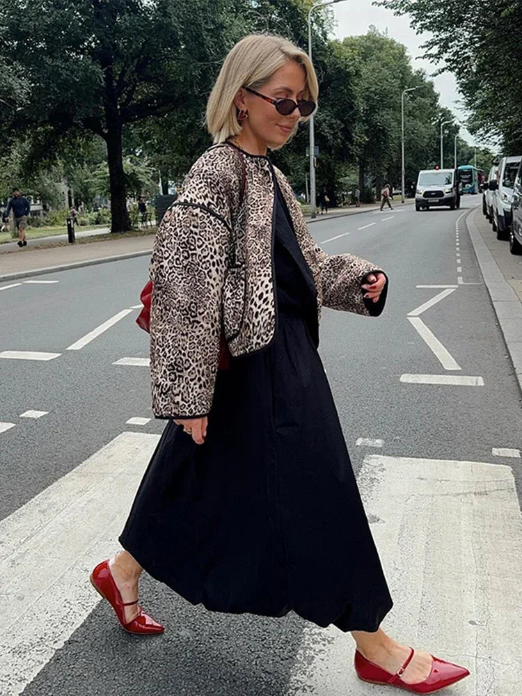 Chaqueta Mujer Acolchada Leopardo