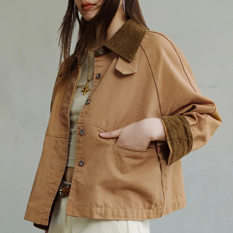 Chaqueta Mujer Canvas Retro Kaki