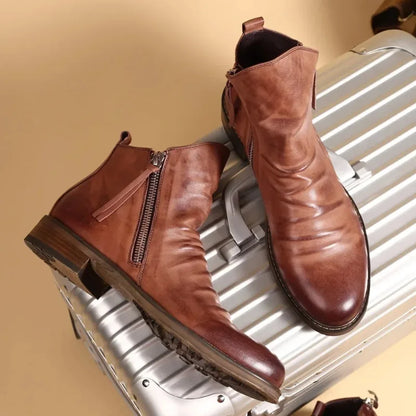 Botines Hombre Piel Cremallera
