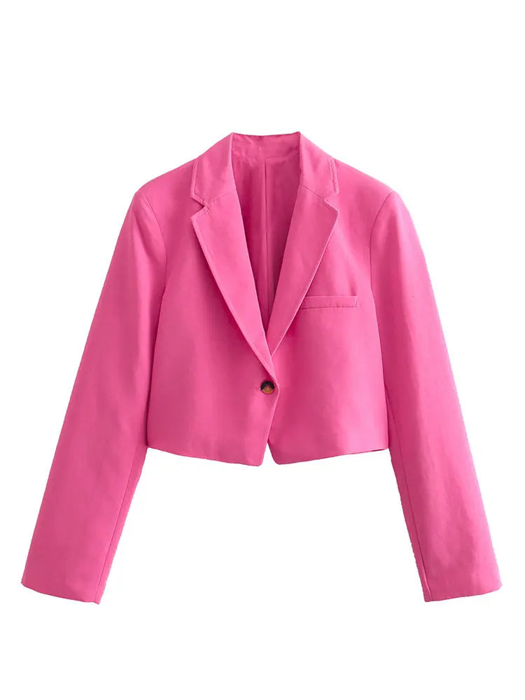 Blazer Mujer Cropped Rosa