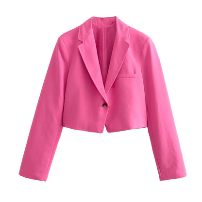 Blazer Mujer Cropped Rosa
