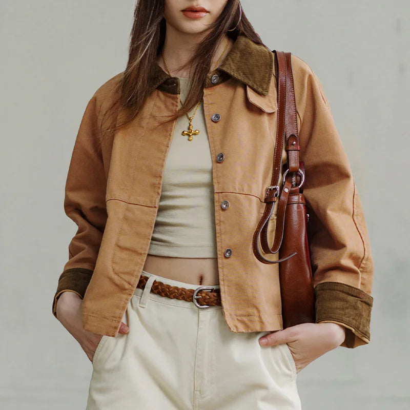 Chaqueta Mujer Canvas Retro Kaki