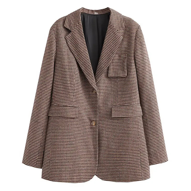 Blazer de Cuadros Mujer Vintage