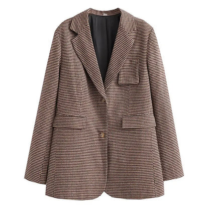 Blazer de Cuadros Mujer Vintage
