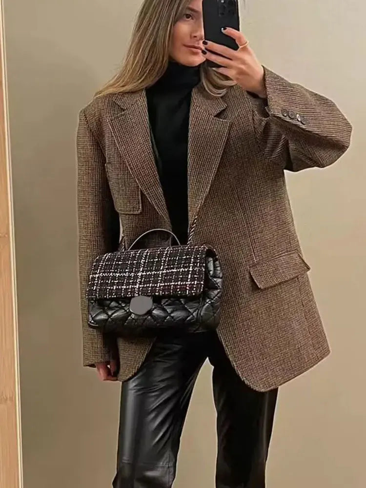 Blazer de Cuadros Mujer Vintage