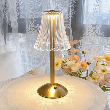 Lámpara Mesa Cristal Dorada
