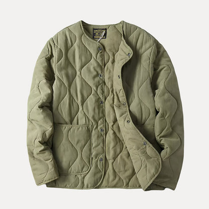 Chaqueta Acolchada Sin Cuello para Mujer – Estilo Moderno y Cálido
