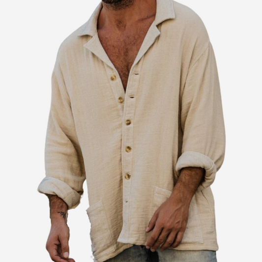 Camisa Lino Hombre Bolsillos