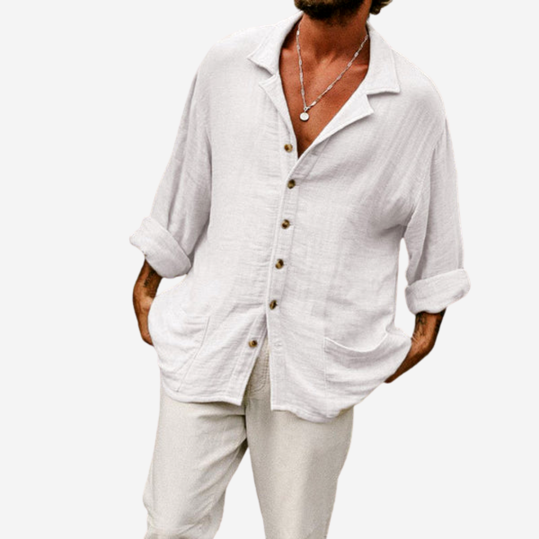 Camisa Lino Hombre Bolsillos