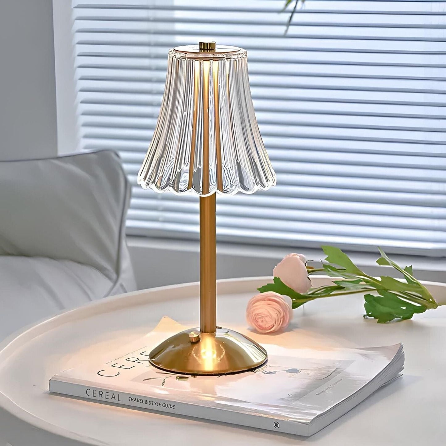 Lámpara Mesa Cristal Dorada