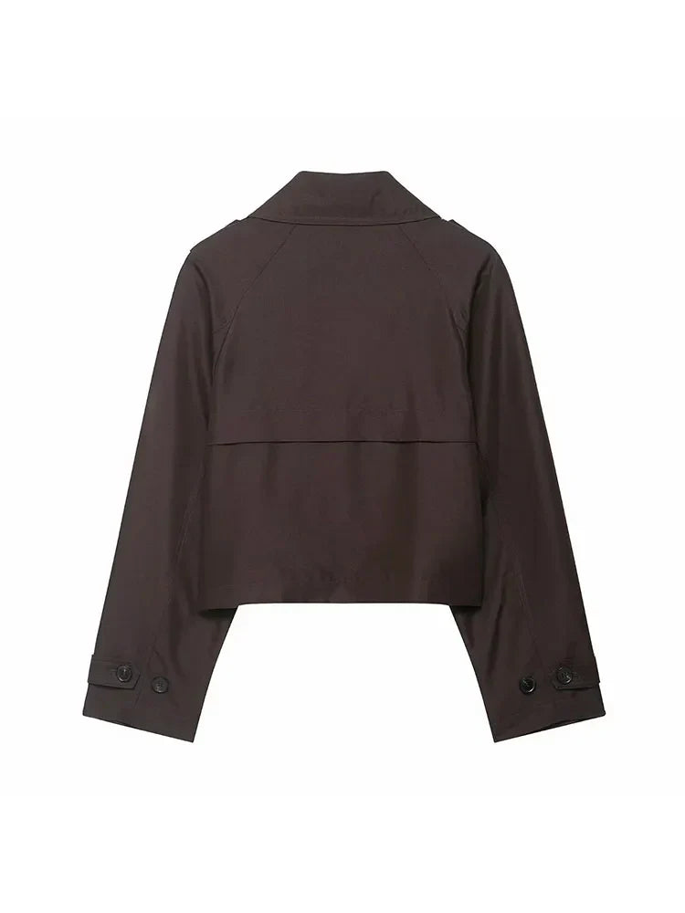 Gabardina Corta de Mujer con Doble Botonadura