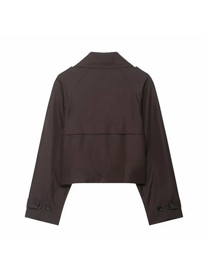 Gabardina Corta de Mujer con Doble Botonadura