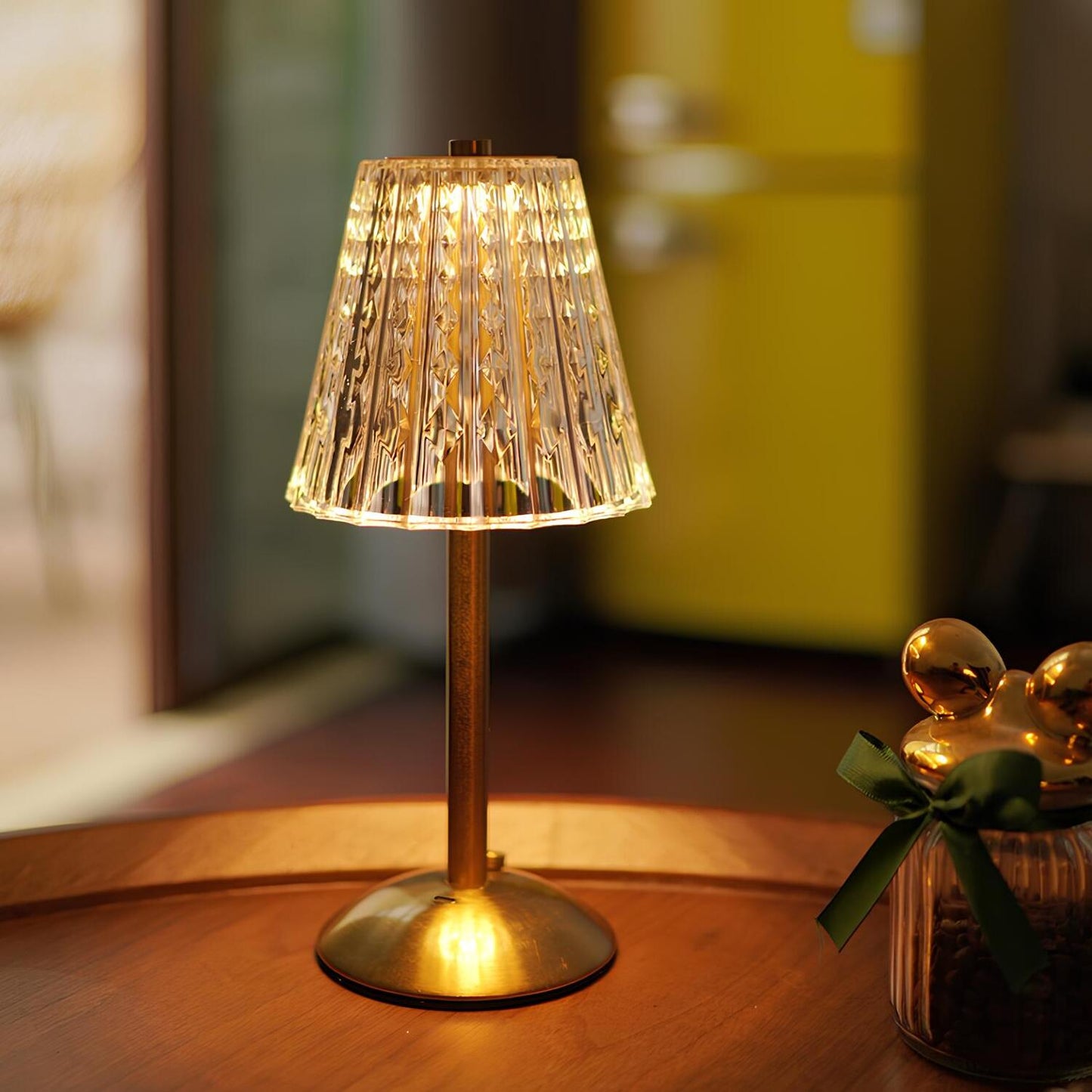 Lámpara Mesa Cristal Dorada