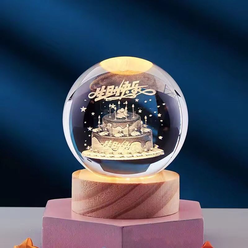 Lámpara Nocturna Cristal 3D