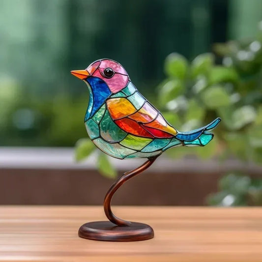 Escultura Pájaro Vidrio Decorativa
