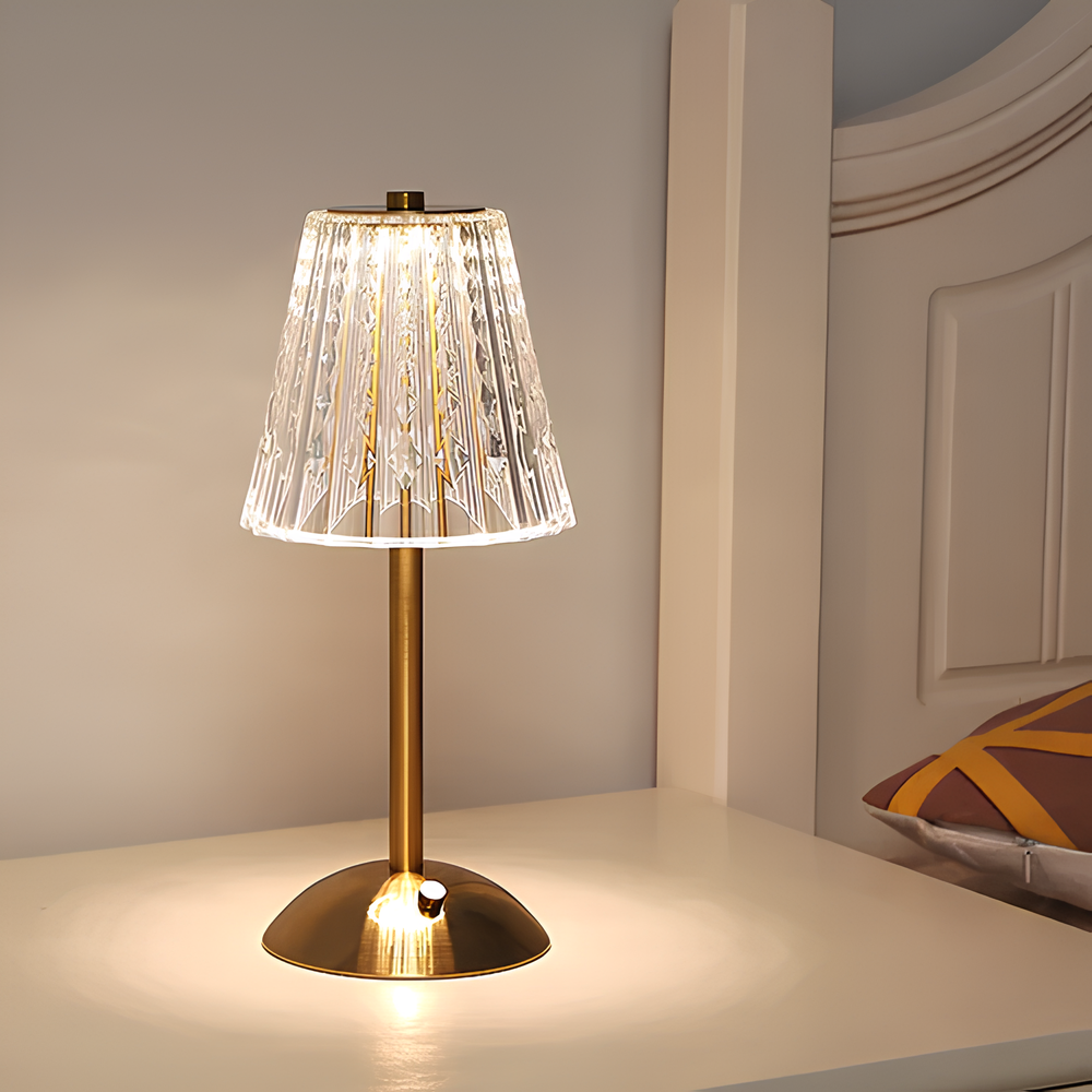 Lámpara Mesa Cristal Dorada