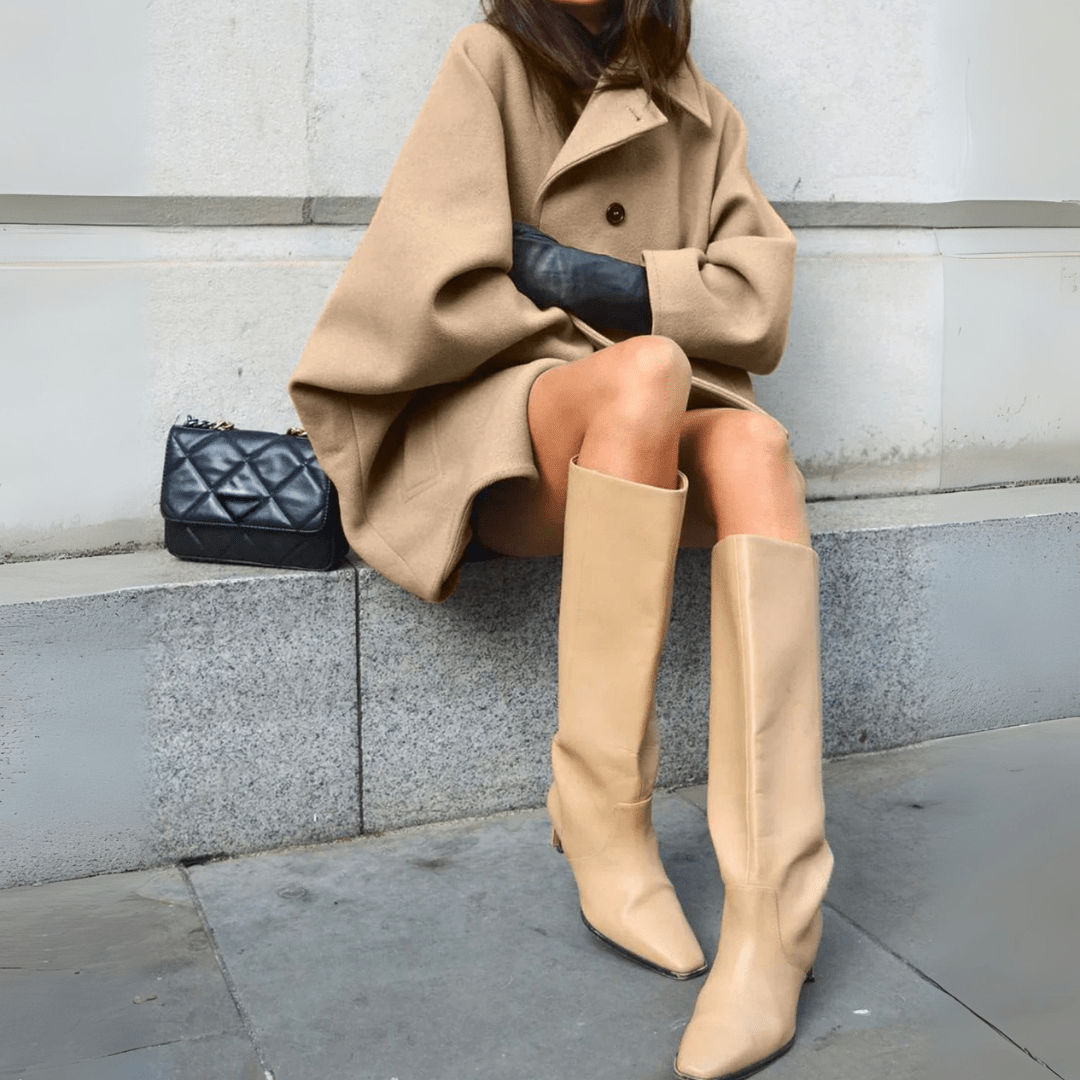 Abrigo Largo Mujer Lana Beige