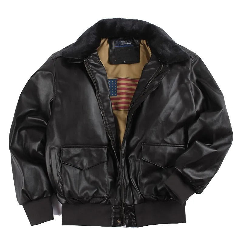 Chaqueta de Cuero Vintage Hombre NEVILLE – Estilo Motero con Forro Térmico