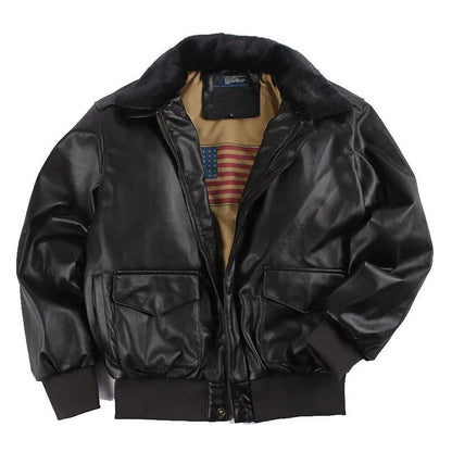 Chaqueta de Cuero Vintage Hombre NEVILLE – Estilo Motero con Forro Térmico