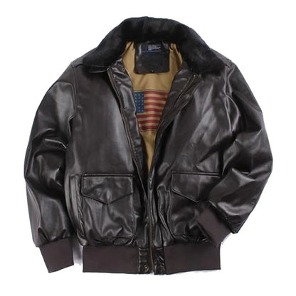 Chaqueta de Cuero Vintage Hombre NEVILLE – Estilo Motero con Forro Térmico