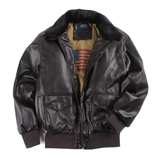 Chaqueta de Cuero Vintage Hombre NEVILLE – Estilo Motero con Forro Térmico